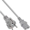 InLine® Netzkabel, Schutzkontakt gewinkelt auf Kaltgerätestecker C13 gewinkelt, 1,0m, grau