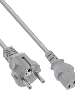 InLine® Netzkabel, Schutzkontakt gerade auf Kaltgerätestecker C13, 0,5m, grau, grau