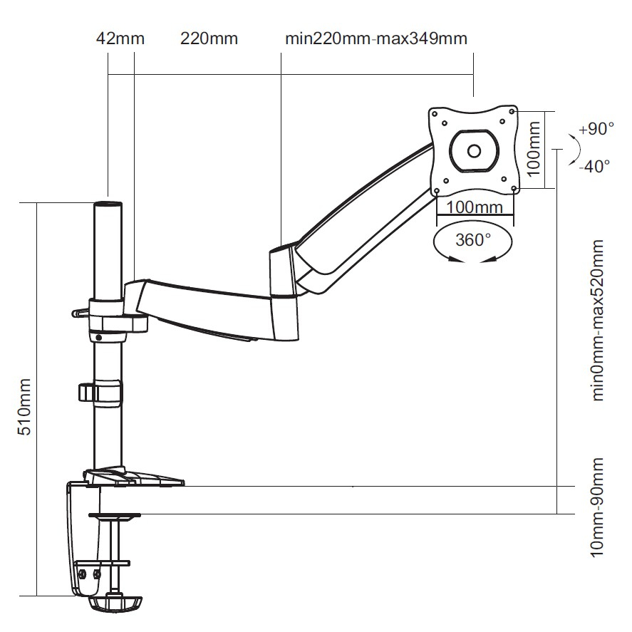 equip 13-27" max. 40 kg Tischhalterung weiß Aluminium VESA v.1 equip 13-27" max. 40 kg Tischhalterung weiß Aluminium VESA v.1 – Bild 2