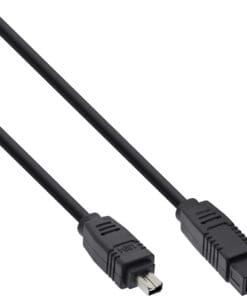 InLine® FireWire Kabel, IEEE1394 4pol Stecker zu 9pol Stecker, schwarz, 1,8m, schwarz