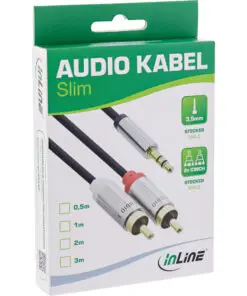 Alternative view of InLine® Slim Audio Kabel Klinke 3,5mm ST an 2x Cinch ST, 3m, schwarz