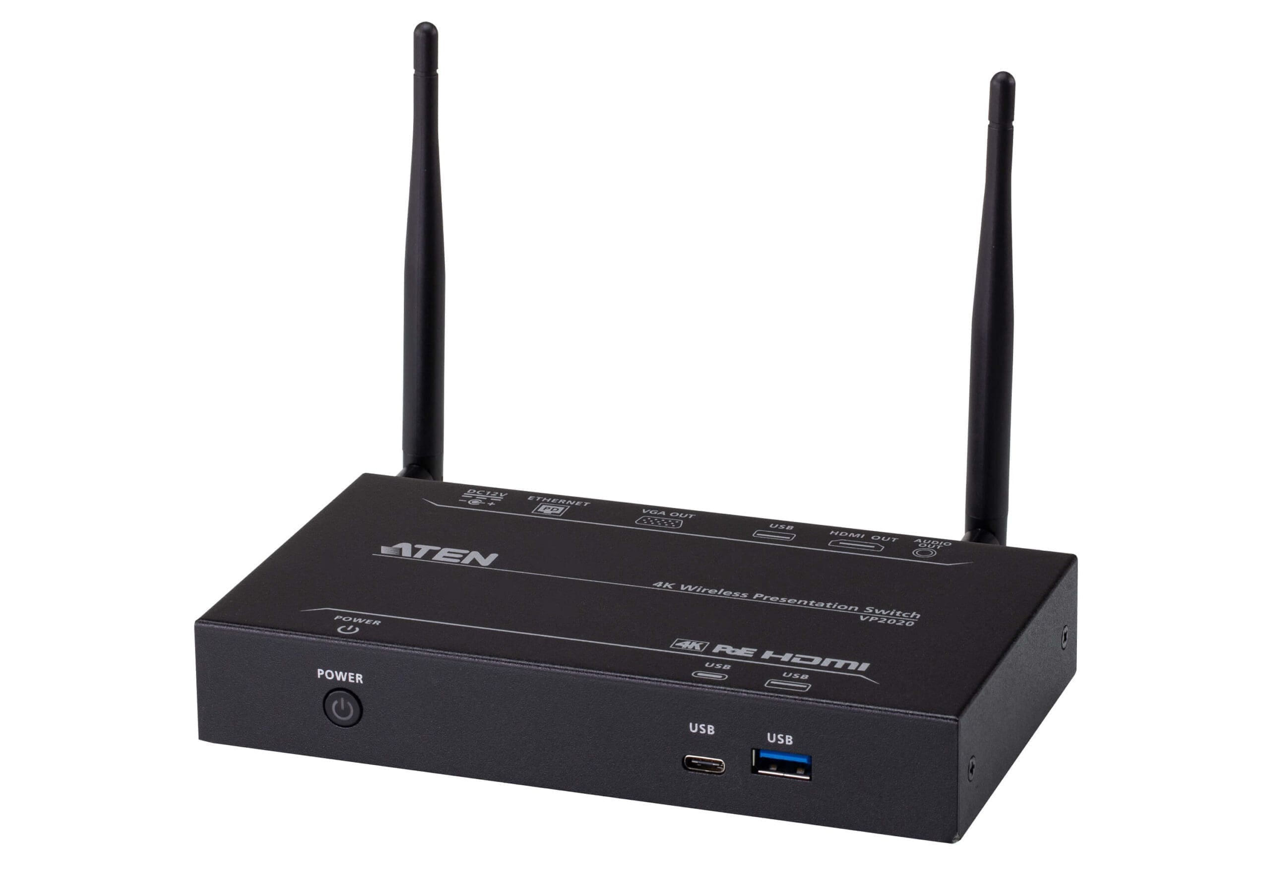 ATEN VP2020 Drahtloser 4K-Präsentations-Switch mit Dual View / Ethernet (WebGUI) Steuerung ATEN VP2020 Drahtloser 4K-Präsentations-Switch mit Dual View / Ethernet (WebGUI) Steuerung