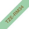 Textilband TZe-RM34 nicht klebend gold auf mintgrün 12mm x 4m Brother Textilband TZe-RM54 mit goldener Schrift auf mintgrünem Hintergrund und einer Breite von 24 Millimeter, sowie 4 Meter Länge.