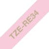 Brother Textilband TZe-RE34 rosa / gold 12mm x 4m Schriftband TZe-MQE31 pastell rosa / schwarz 12mm x 4m.