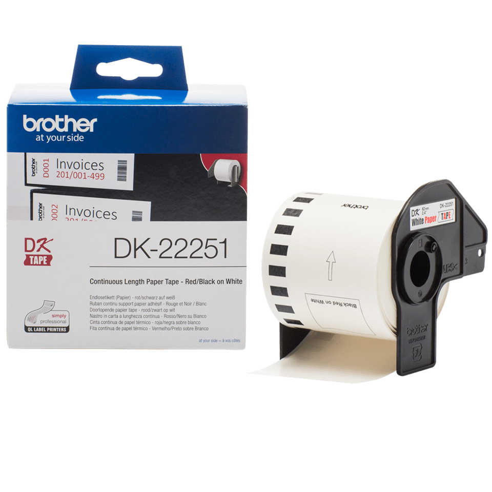 Brother Endlos-Etiketten DK-22251 rot/schwarz, 62mm x 15,24m Brother Endlos-Etiketten DK-22251 rot/schwarz, 62mm x 15,24m