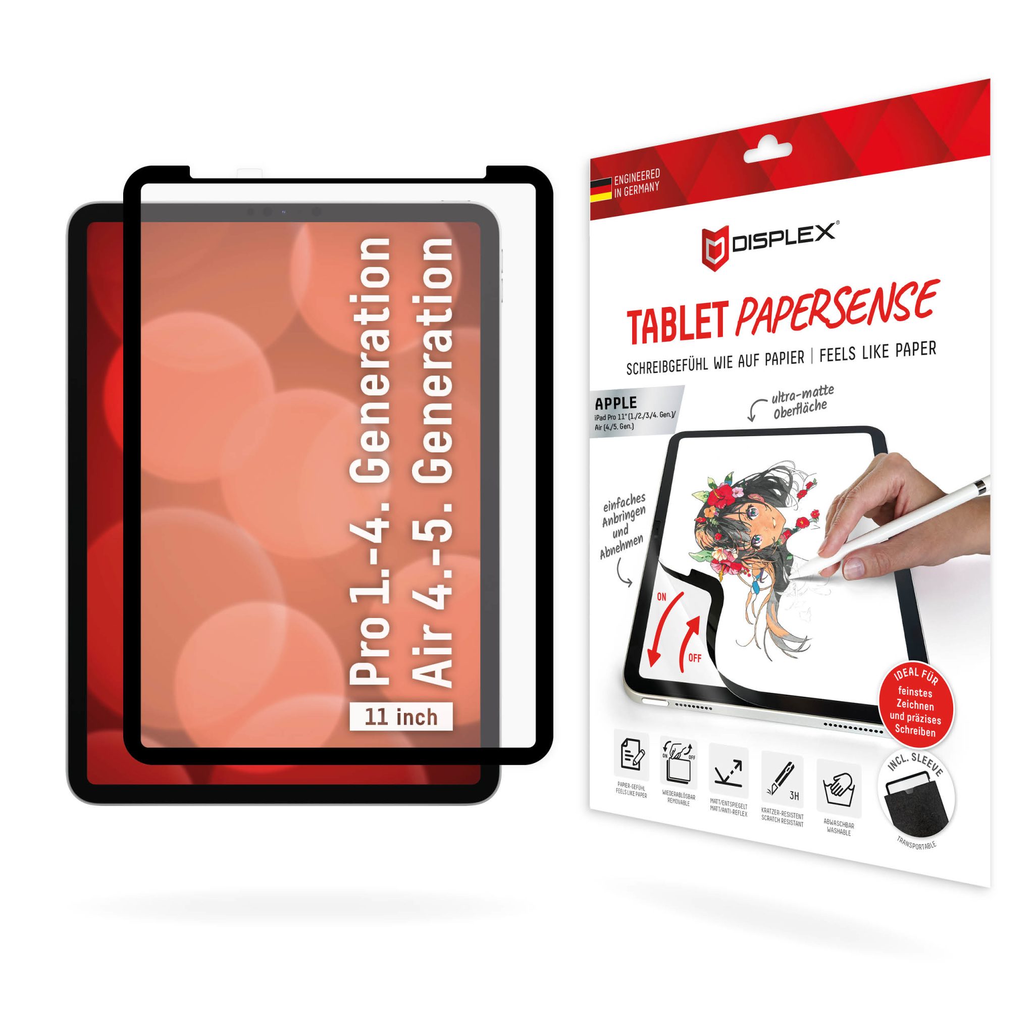 DISPLEX Papersense / echtes Schreibgefühl iPad Pro 11"(1/2/3/4 Gen) / iPad Air (4/5 Gen) *siehe Beschreibung
