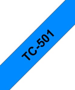 Brother Schriftband TC-501 (lam.) Schwarz auf Blau 12mm x 7,7m