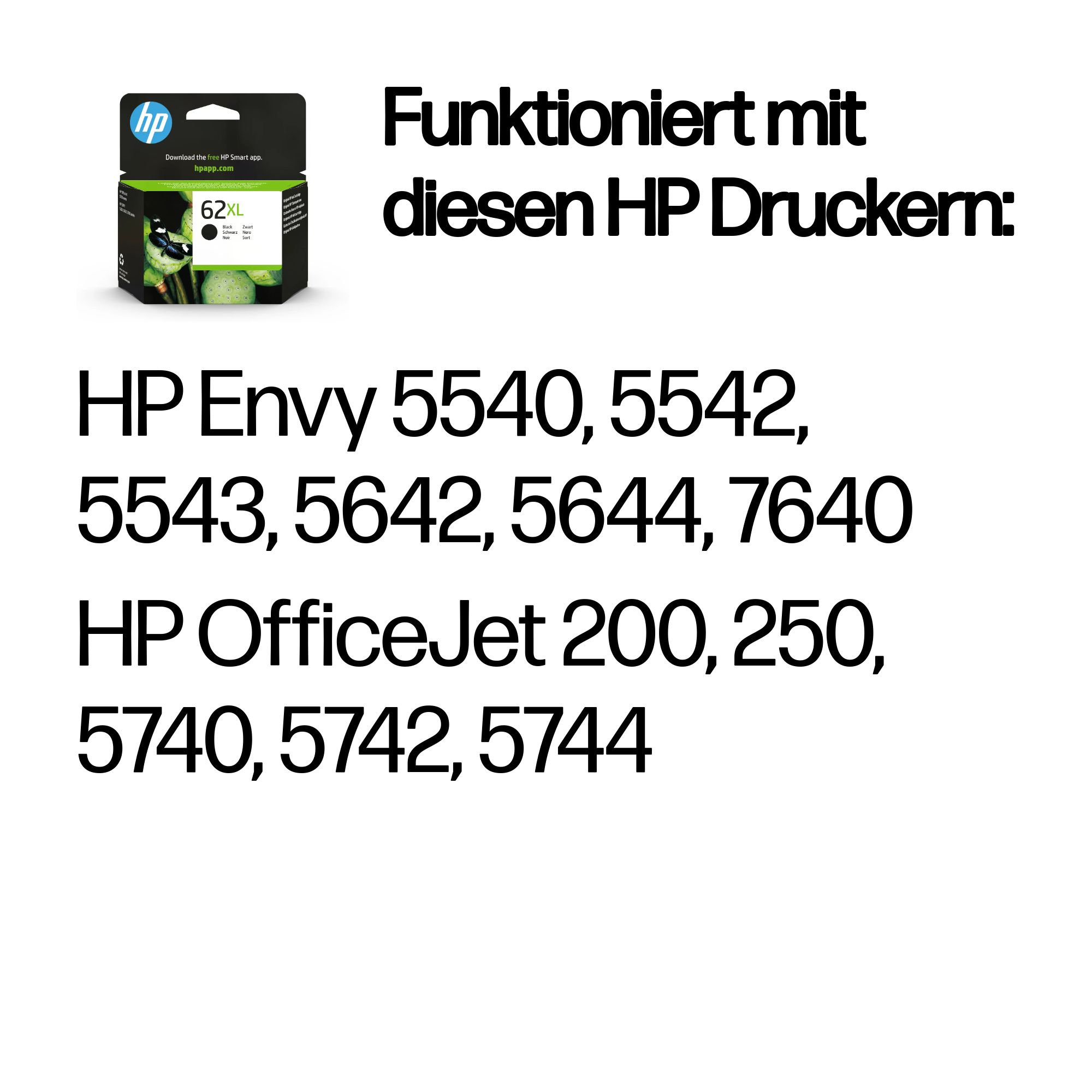 HP Tintenpatrone Nr. 62XL C2P05AE Schwarz (ca. 600 Seiten) HP Tintenpatrone Nr. 62XL C2P05AE Schwarz (ca. 600 Seiten) – Bild 2