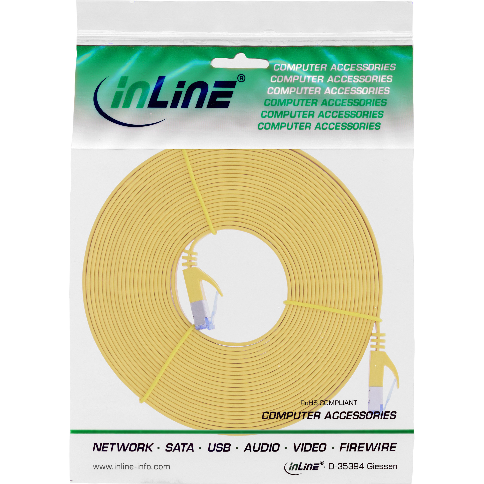 InLine® Patchkabel flach, U/FTP, Cat.6A, gelb, 5m, gelb InLine® Patchkabel flach, U/FTP, Cat.6A, gelb, 5m, gelb – Bild 2