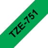 Schriftband TZe-751 (lam.) Schwarz auf Grün 24mm x 8m Erzielen Sie mit Schriftbändern von Brother immer hervorragende, detailierte Ergebnisse.