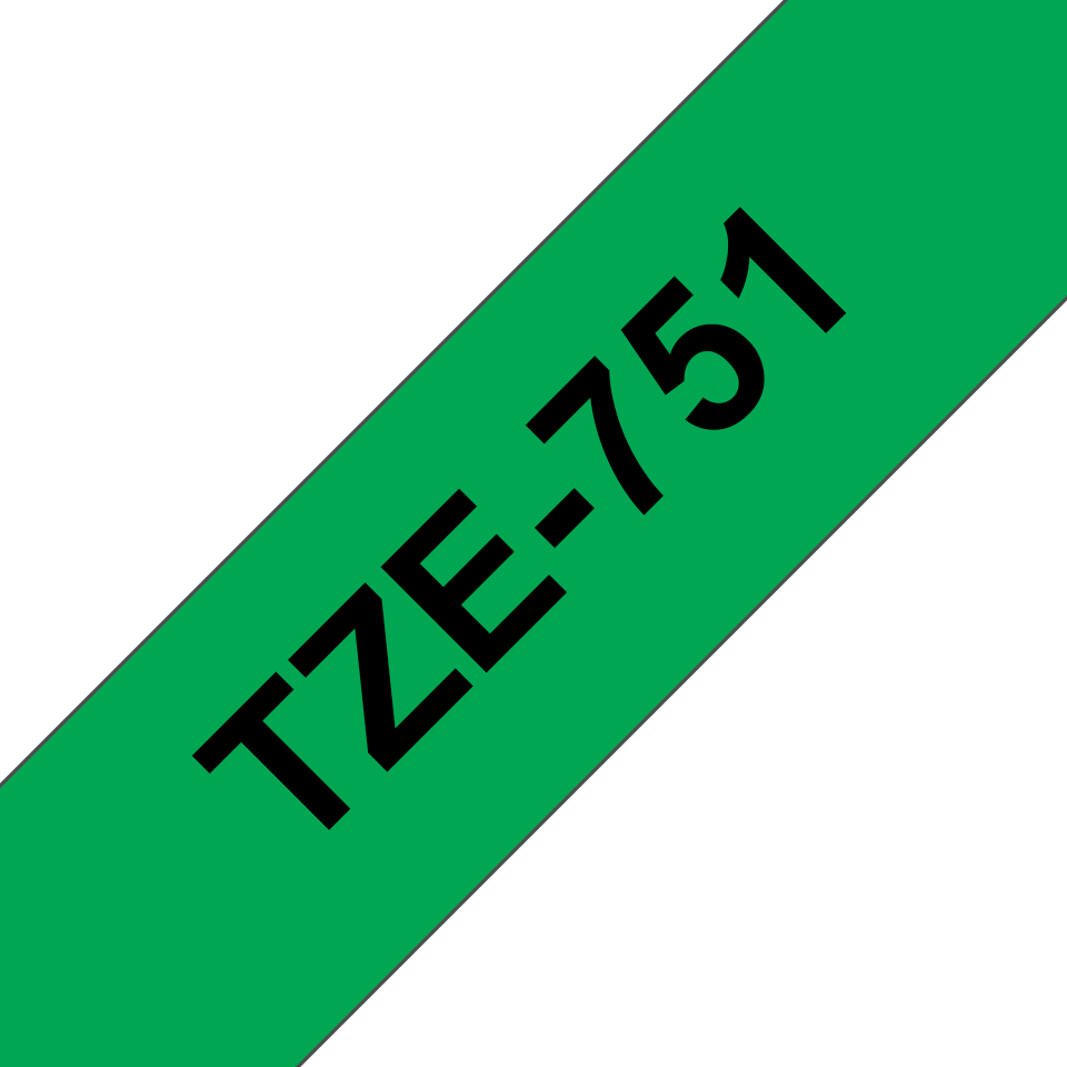 Schriftband TZe-751 (lam.) Schwarz auf Grün 24mm x 8m Schriftband TZe-751 (lam.) Schwarz auf Grün 24mm x 8m