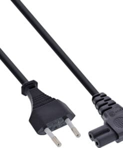 InLine® Netzkabel, Netzstecker auf Euro 8 C7 Stecker, gewinkelt, 0,3m, schwarz