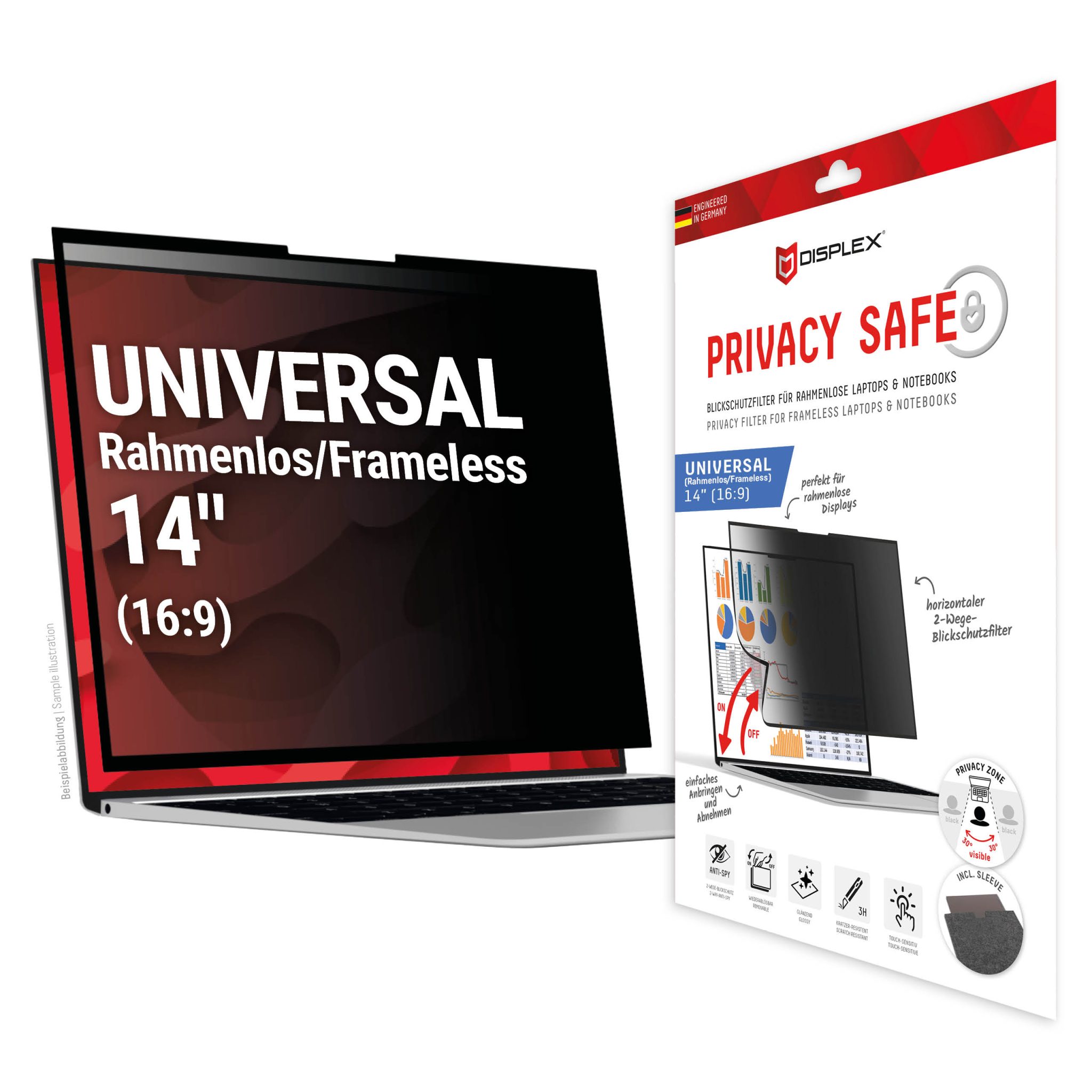 DISPLEX Sichtschutz / Privacy Universal (randlos) 14", 16:9 DISPLEX Sichtschutz / Privacy Universal (randlos) 14", 16:9