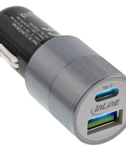 Alternative view of InLine® USB KFZ Ladegerät Stromadapter Quick Charge 3.0, 12/24VDC zu 5V DC/3A, USB-A + USB Typ-C