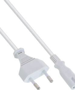 InLine® Netzkabel, Netzstecker auf Euro 8 C7 Stecker, weiß, 3,0m, weiß