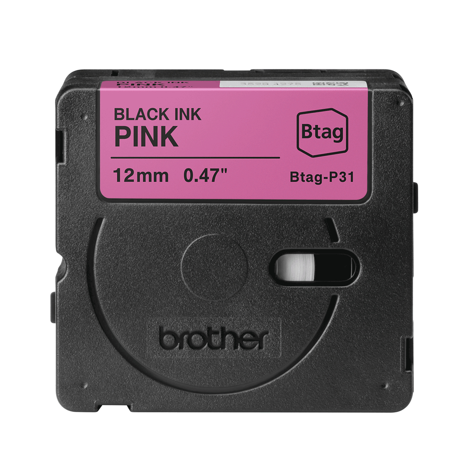 Brother Schriftband BTAG-P31 Schwarz auf Pink 12 mm x 4 m Brother Schriftband BTAG-P31 Schwarz auf Pink 12 mm x 4 m – Bild 2