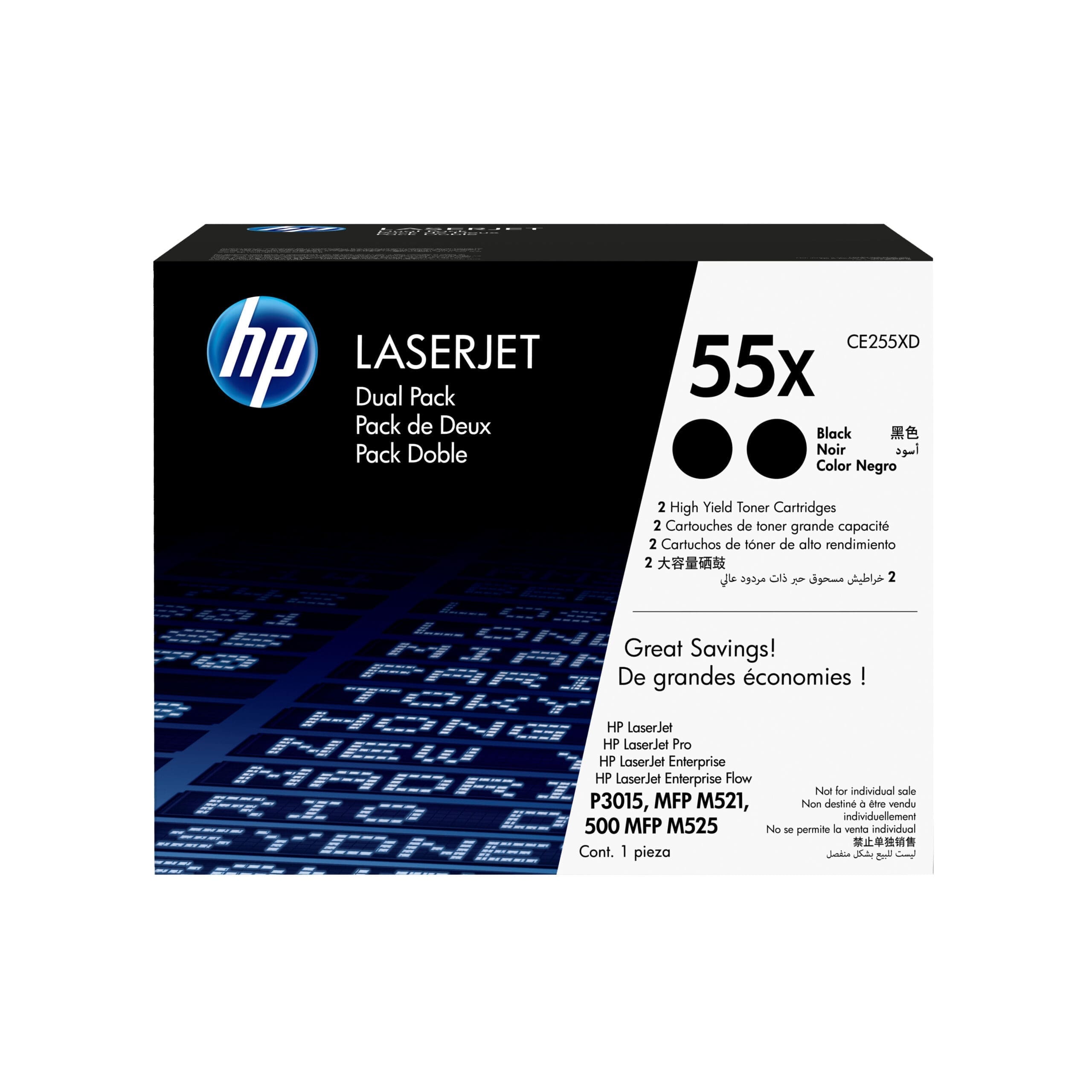 HP 55X 2er-Pack Schwarz Original LaserJet Tonerkartusche HP 55X 2er-Pack Schwarz Original LaserJet Tonerkartusche