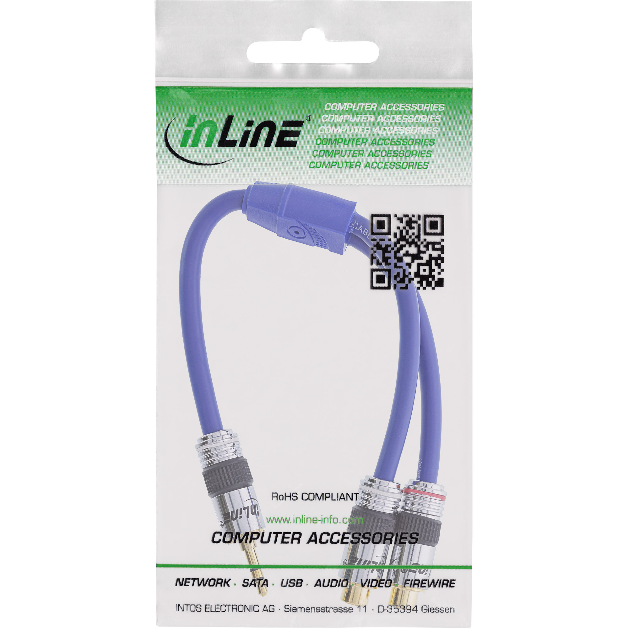 InLine® Cinch/Klinke Kabel, PREMIUM, 2x Cinch Buchse an 3,5mm Klinke Stecker, 0,25m, blau InLine® Cinch/Klinke Kabel, PREMIUM, 2x Cinch Buchse an 3,5mm Klinke Stecker, 0,25m, blau – Bild 3