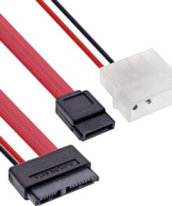 Slimline SATA Kabel, Slimline SATA Stecker 13pol. (7+6) zu SATA + Strom, 0,4m