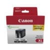 Canon Tintenpatronen Doppelpack PGI-2500XL BK Schwarz Dieses Doppelpack enthält zwei 12 ml fassende Farbtintentanks, mit denen jeweils bis zu 249 Seiten im A4-Format gedruckt werden können (gemäß ISO/IEC 24712¹ Standard). Das ChromaLife100 System liefert in Kombination mit Canon Fotopapier herausragende Ergebnisse mit hoher Farbstabilität.<br><br>- Jede zurück gegebene Toner-Cartridge und jeder Tintenbehälter wird wiederverwendet oder recycelt. Das ist kostenlos, einfach und umweltfreundlich.<br><br>Original Verbrauchsmaterialien<br>Original Canon Verbrauchsmaterialien sind einfach besser – sie sorgen dafür, dass dein Canon Drucker immer beste Ergebnisse liefert und bieten dabei ein gutes Preis-Leistungsverhältnis. <br><br>Erlebe eindrucksvolle und langlebige Drucke mit original Canon Tinten – Tinten, denen du vertrauen kannst, dass sie in perfekter Harmonie mit deinem Drucker arbeiten.