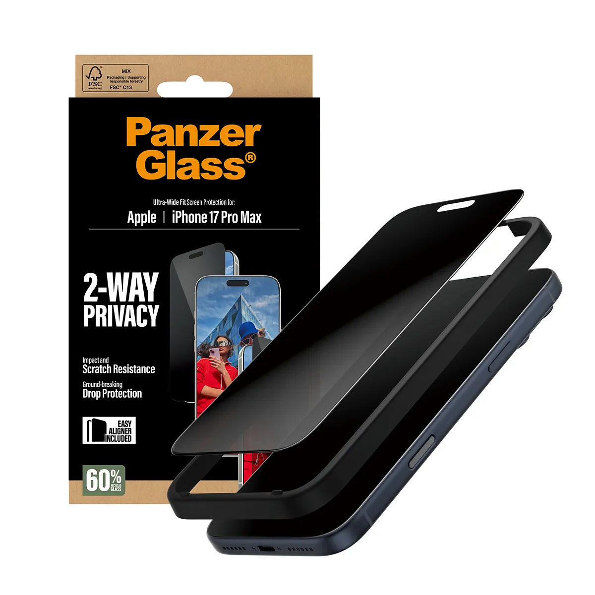 PanzerGlass 2-Way Privacy Schutzglas iPhone 17 Pro Max/UWF PanzerGlass 2-Way Privacy Schutzglas iPhone 17 Pro Max/UWF – Bild 6