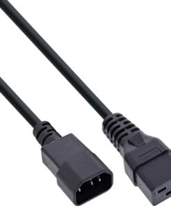 InLine® Netz Adapterkabel, IEC-60320 C14 auf C19, 3x1,5mm², max. 10A, schwarz, 0,5m