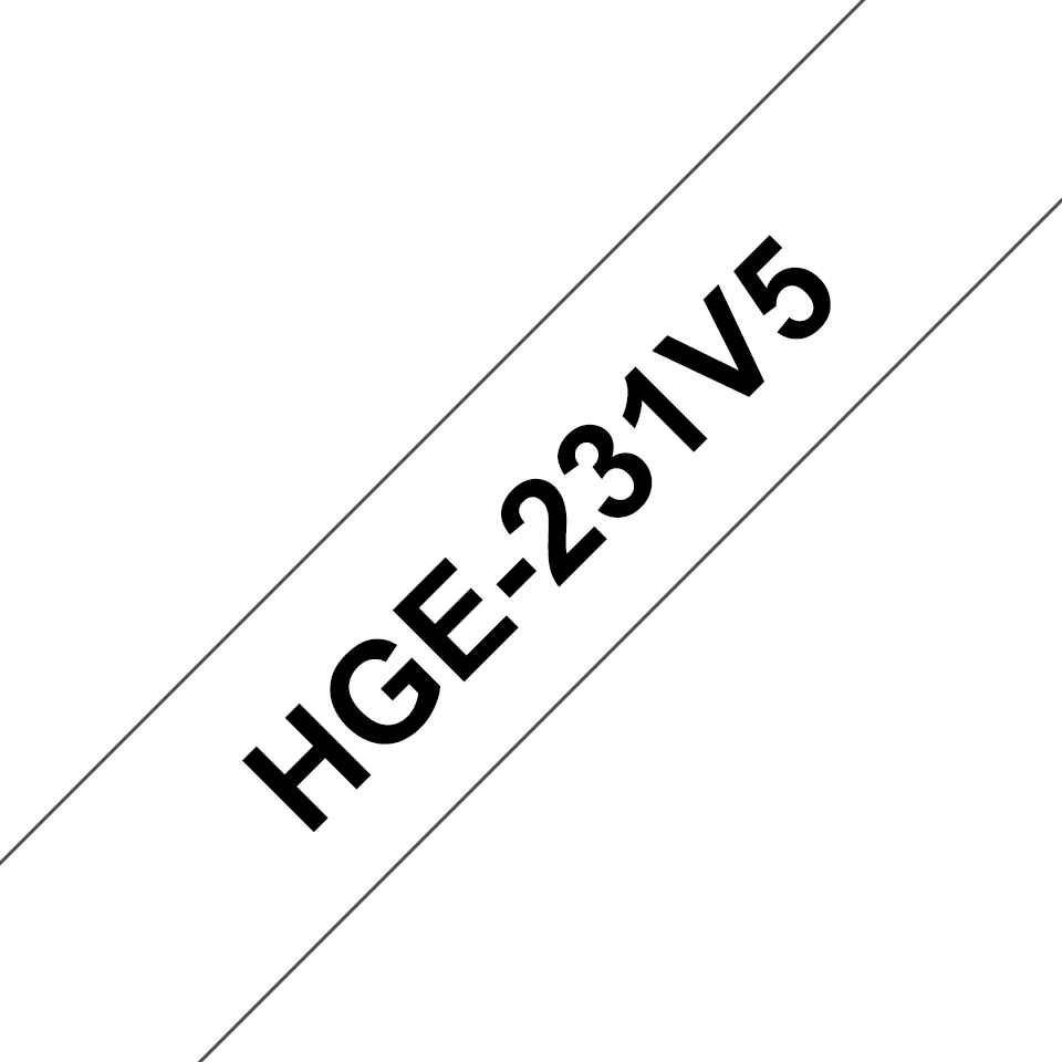 Schriftband HGe-231V5 (5 Stk) Schwarz auf Weiß 12mm x 8m Schriftband HGe-231V5 (5 Stk) Schwarz auf Weiß 12mm x 8m