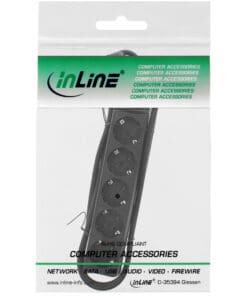 Alternative view of InLine® Steckdosenleiste, 5-fach Schutzkontakt, mit Schalter, 1,5m, schwarz, schwarz