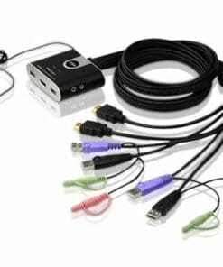 ATEN CS692 KVM-Switch 2-fach, HDMI, USB, Audio, integrierte Kabel