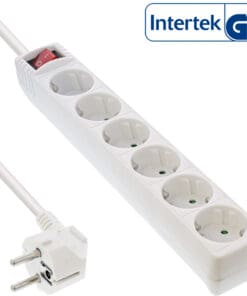 InLine® Steckdosenleiste, 6-fach Schutzkontakt, mit Schalter, 1,5m, weiß, weiß