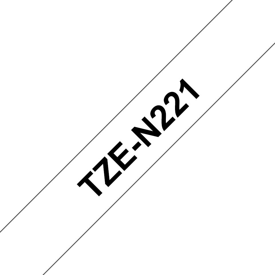 Schriftband TZe-N221 (nicht lam.) Schwarz auf Weiß 9mm x 8m Schriftband TZe-N221 (nicht lam.) Schwarz auf Weiß 9mm x 8m