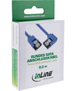 Alternative view of SATA 6Gb/s Anschlusskabel rund, abgewinkelt rechts, blau, mit Lasche, 0,3m, blau