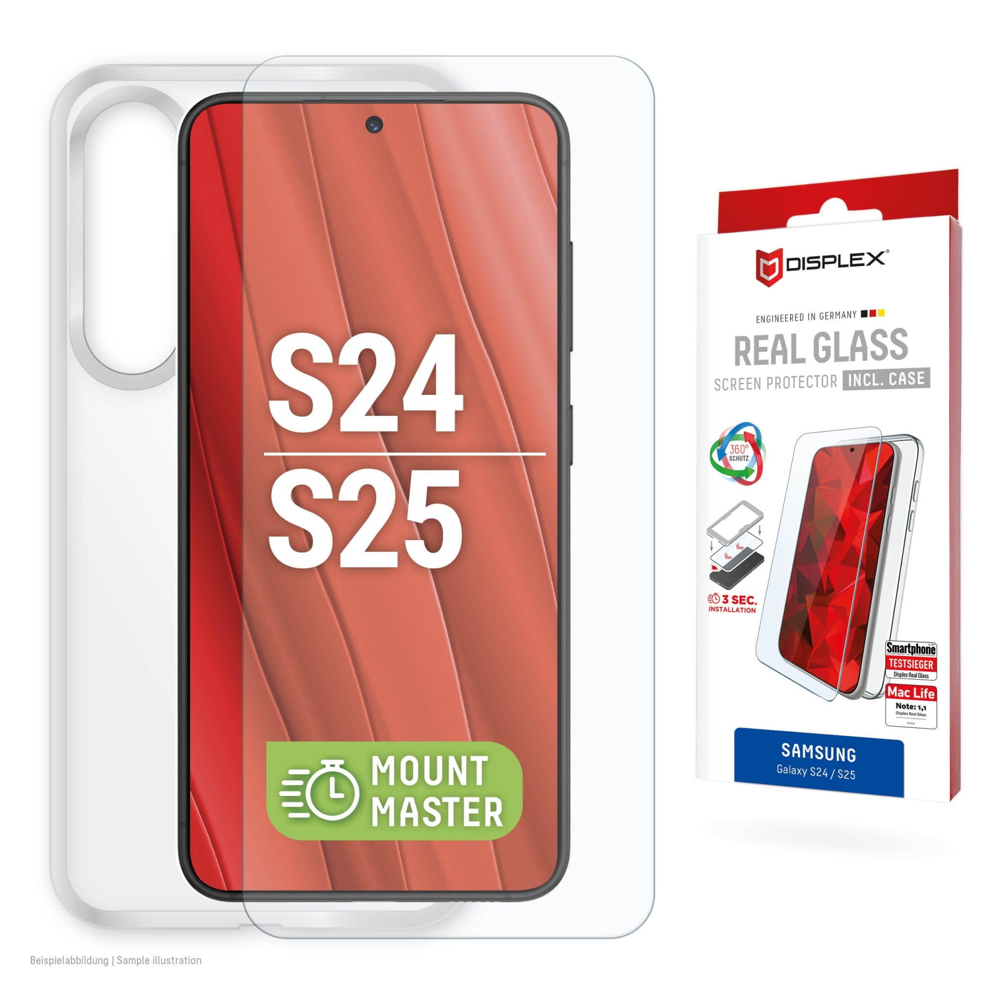DISPLEX Real Glass MM + Case Samsung Galaxy S24/S25 DISPLEX Real Glass MM + Case Samsung Galaxy S24/S25