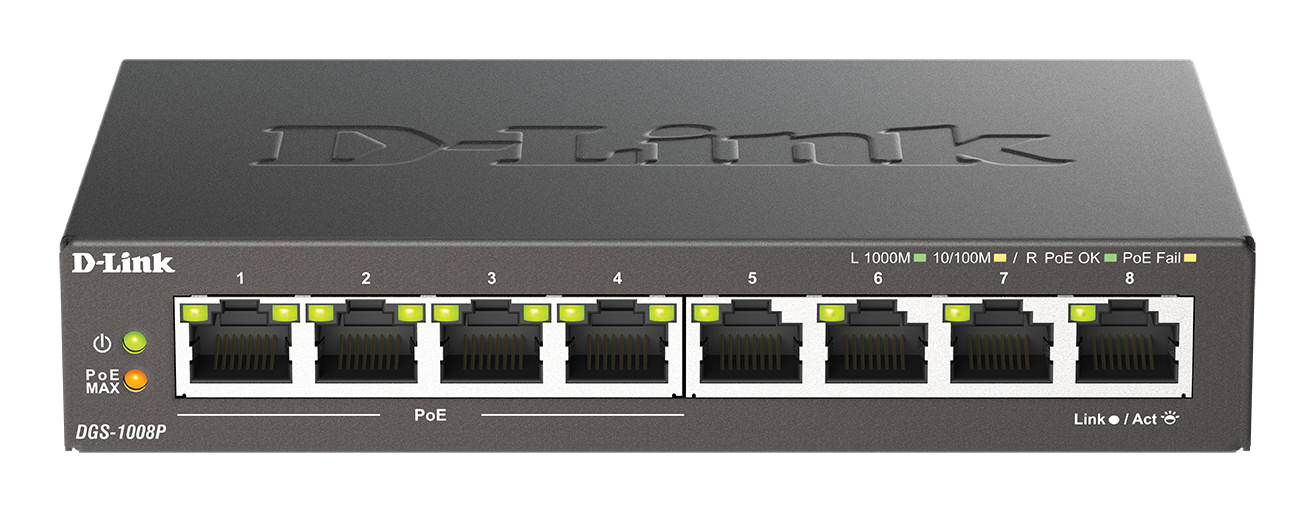 D-Link DGS-1008P 8-Port Layer2 PoE Gigabit Switch D-Link DGS-1008P 8-Port Layer2 PoE Gigabit Switch