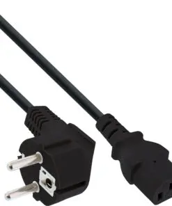InLine® Netzkabel, Schutzkontakt gewinkelt auf Kaltgerätestecker C13, 3m, schwarz