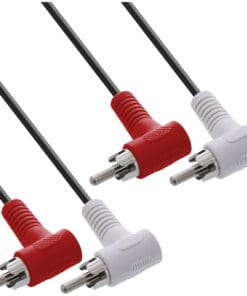 InLine® Cinch Kabel, 2x Cinch, Stecker / Stecker gewinkelt, 1,2m, schwarz