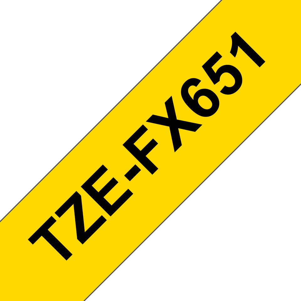Schriftband TZe-FX651 (lam., flex.) Schwarz auf Gelb 24mm x 8m Schriftband TZe-FX651 (lam., flex.) Schwarz auf Gelb 24mm x 8m
