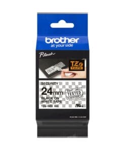 Spezialband TZe-SE5 Sicherheit Schwarz auf Weiß 24mm x 8m Spezialband TZe-SE5 Sicherheit Schwarz auf Weiß 24mm x 8m – Bild 3