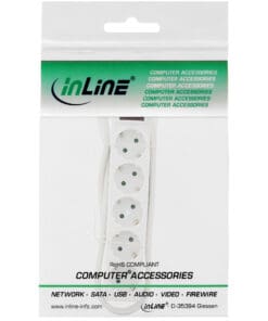 Alternative view of InLine® Steckdosenleiste, 5-fach Schutzkontakt, mit Schalter, 1,5m, weiß, weiß