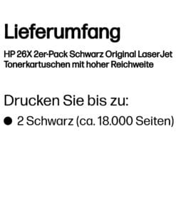 HP Toner 26X Doppelpack Schwarz (2x ca. 9.000 Seiten) HP Toner 26X Doppelpack Schwarz (2x ca. 9.000 Seiten) – Bild 3