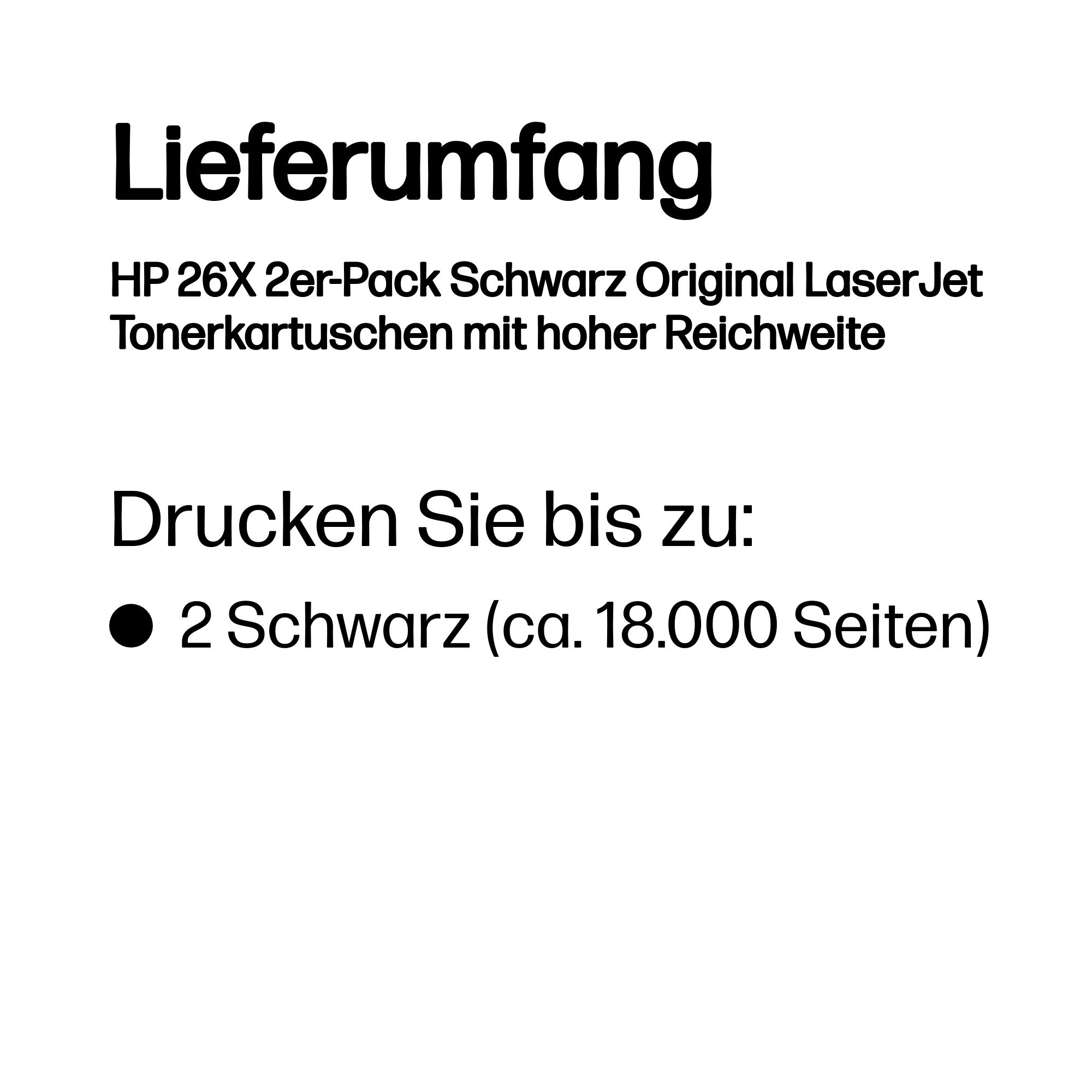 HP Toner 26X Doppelpack Schwarz (2x ca. 9.000 Seiten) HP Toner 26X Doppelpack Schwarz (2x ca. 9.000 Seiten) – Bild 3