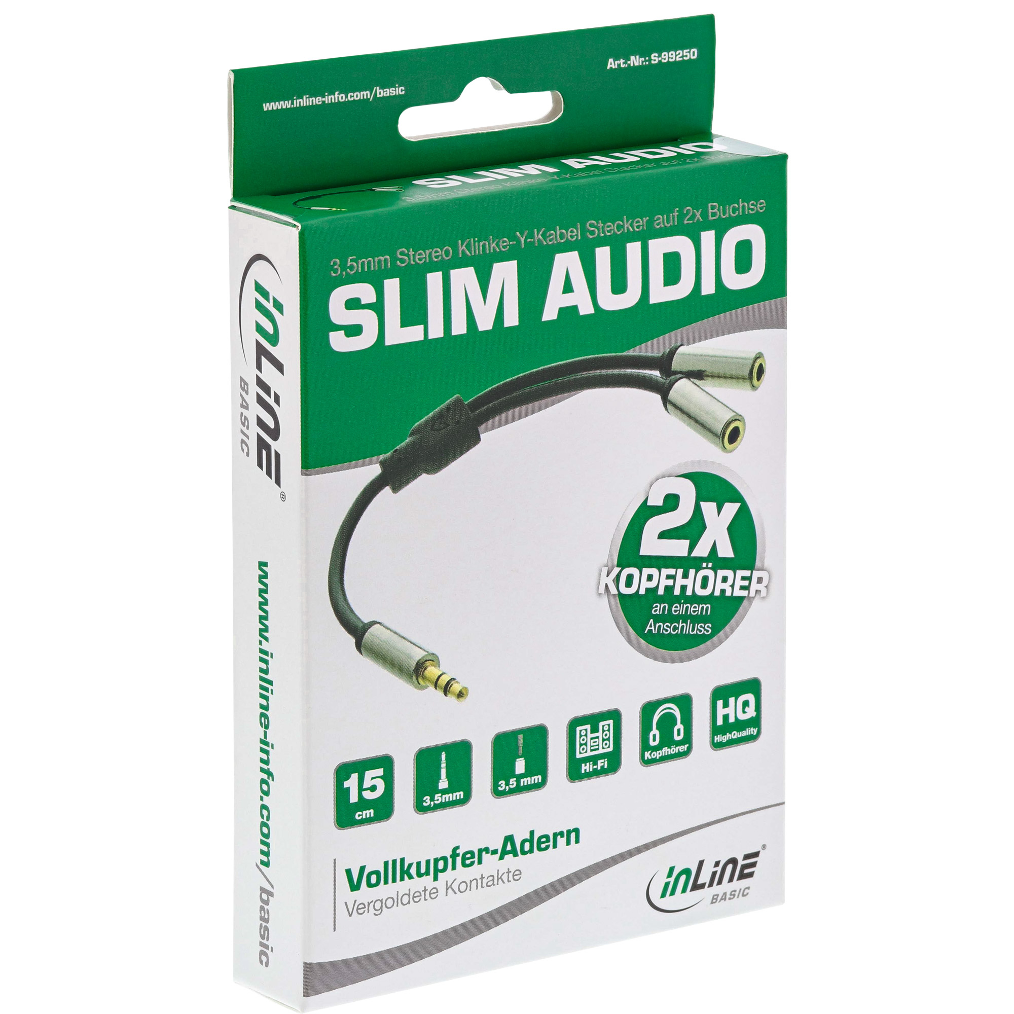 InLine® Slim Audio Y-Kabel 3,5mm Klinke ST an 2x BU, 0,15m, Retail-Sonderedition, schwarz InLine® Slim Audio Y-Kabel 3,5mm Klinke ST an 2x BU, 0,15m, Retail-Sonderedition, schwarz