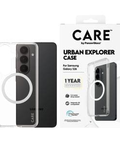 Alternative view of CARE Urban Explorer Case Clear w White Qi Galaxy S26